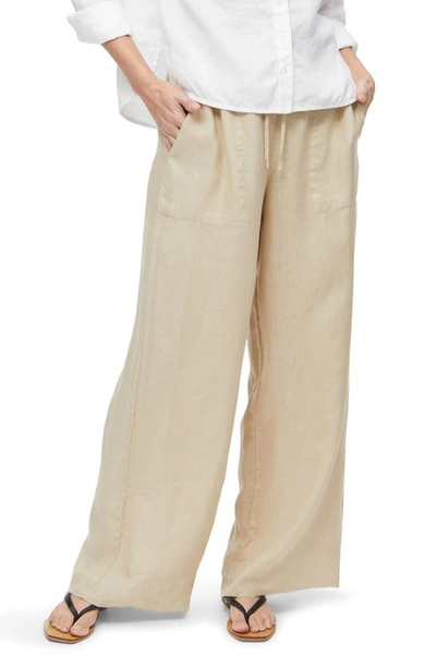 Michael Stars Jules Linen Wide Leg Drawstring Pants In Natural