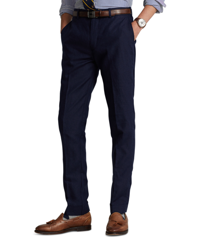 Polo Ralph Lauren Tailored Fit Linen Trousers In Navy