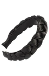 L Erickson Celeste Braided Satin Headband In Black