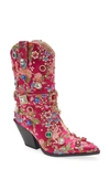 Azalea Wang Diligent Embroidered Western Boot In Pink