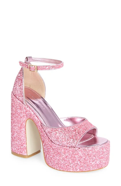 Azalea Wang Bali Glitter Platform Sandal In Pink