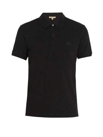 Burberry Bedford Cotton-pique Polo Shirt In Black