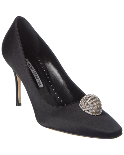 Manolo Blahnik Elbolita 90 Satin Pump In Black