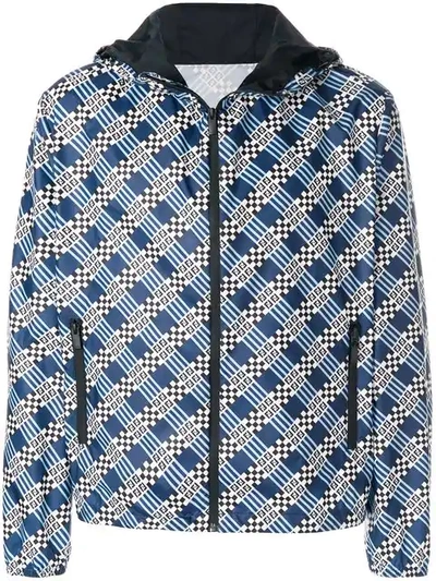 Fendi Monogram Logo Check Windbreaker Jacket In Blue