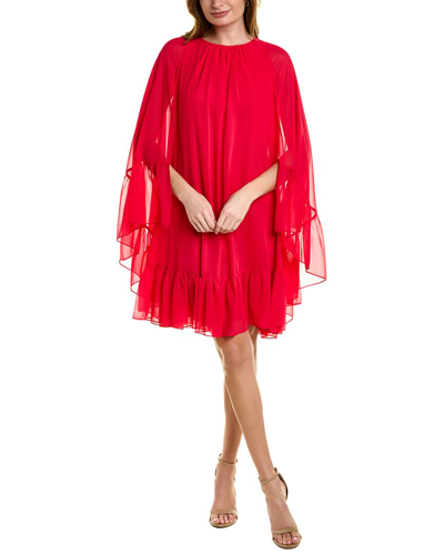 Teri Jon By Rickie Freeman Cape Shift Dress In Red | ModeSens