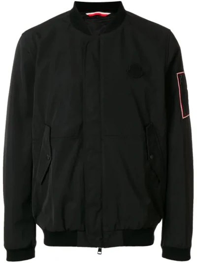 Moncler Logo Patch Bomber Jacket In Black