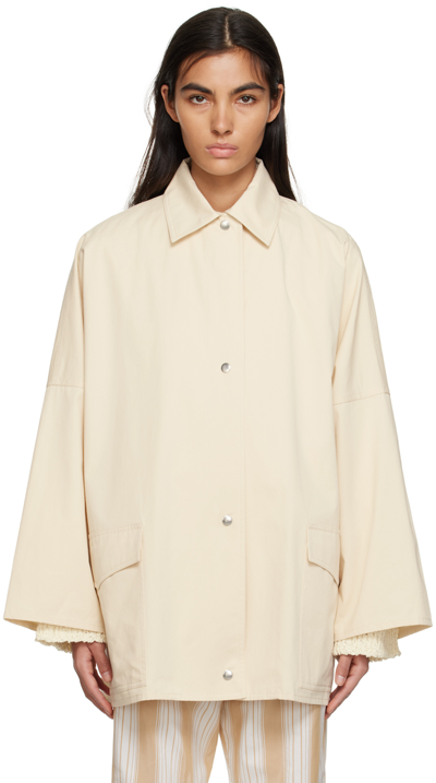 Totême Washed Cotton Button-front Overshirt In Vanilla