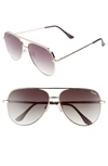 Quay X Desi Perkins Sahara 60mm Aviator Sunglasses - Gold/ Smoke