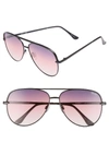 Quay X Desi Perkins Sahara 60mm Aviator Sunglasses - Black/ Purple/ Fade