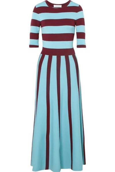 Gabriela Hearst Capote Striped Wool-blend Midi Dress In Blue