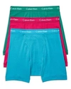 Calvin Klein Classic Boxer Briefs, Pack Of 3 In Blue/ Sea Green/ Amaranth