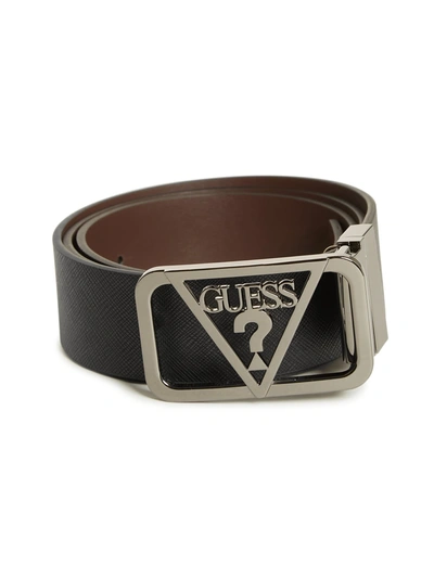 Guess Factory Cutout Logo Plaque Belt In Brown