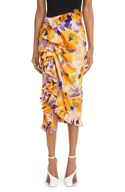 Dries Van Noten Wrap-effect Ruffled Floral-print Crepe Skirt In Multi