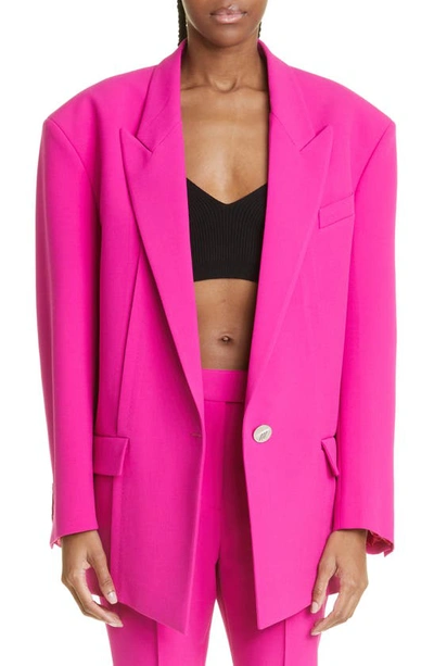Attico Glen Oversized Single-breasted Blazer In Super Pink