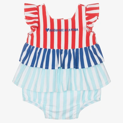 Agatha Ruiz De La Prada Baby Girls Blue Striped Cotton Shortie