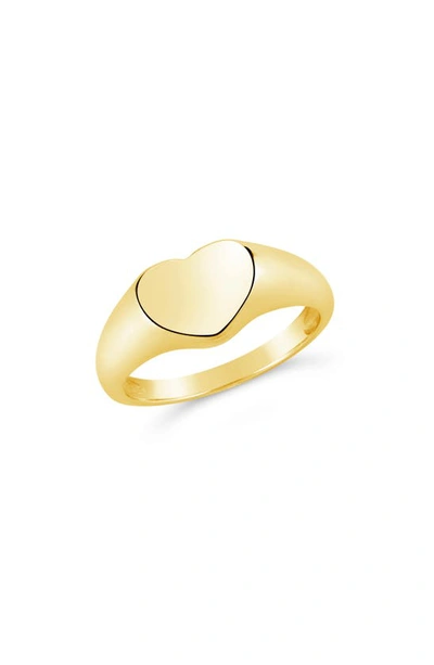 Sterling Forever Cora Heart Signet Ring In Gold