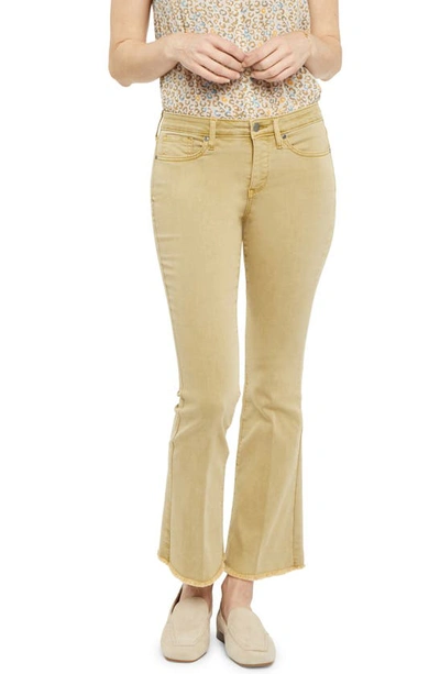Nydj Ava Daring Fray Hem Kick Flare Ankle Jeans In Olive Oil
