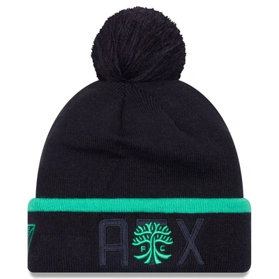 New Era Black Austin Fc Wordmark Kick Off Cuffed Knit Hat With Pom