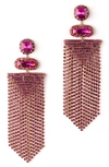 Deepa Gurnani Anvi Crystal Fringe Earrings In Fuchsia