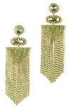 Deepa Gurnani Anvi Crystal Fringe Earrings In Lime