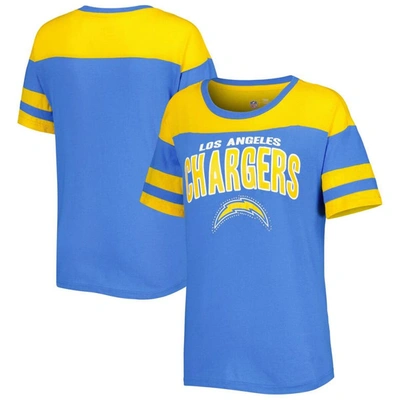 G-iii 4her By Carl Banks Powder Blue/gold Los Angeles Chargers Play The Ball T-shirt