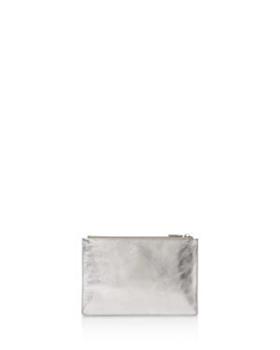 Whistles Metallic Small Leather Clutch In Silver/silver