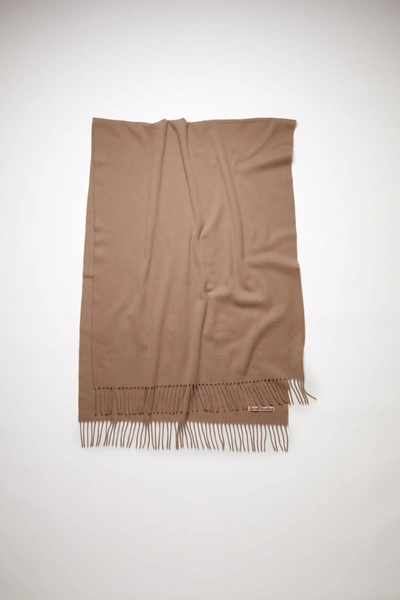 Acne Studios Fringe Wool Scarf - Oversized In Caramel Brown