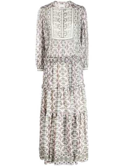 Isabel Marant Mafezia Floral Silk Maxi Dress In Ecru