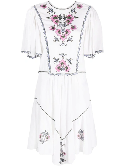 Isabel Marant Sinezia Embroidered Midi Dress In Wh White