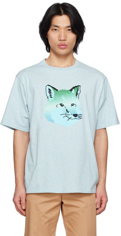 Maison Kitsuné Fox-logo Cotton-jersey T-shirt In Blue