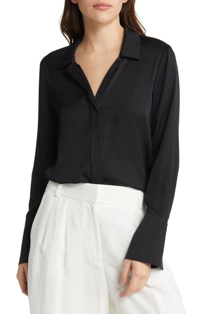 Kobi Halperin Liv Split-cuff Stretch Silk Blouse In Black