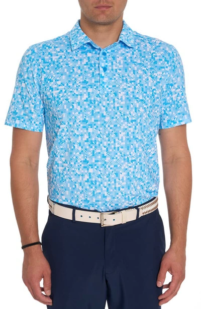 Robert Graham Men's Wooderson Performance Stretch Polo Shirt In Lt Blue