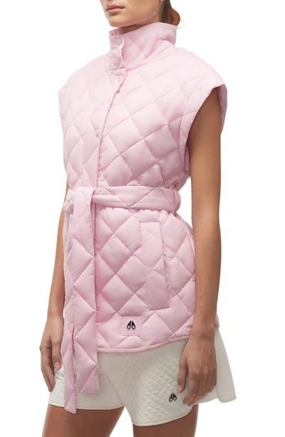 Moose Knuckles St. Clair Quilted Puffer Vest With Belt In Fashion Pink