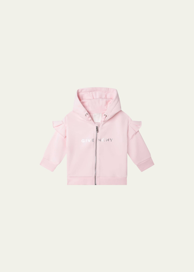 Givenchy Kids' Girl's Foil Logo-print Hoodie In 44z-marshmallow