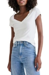 Splendid V-neck Cotton Blend T-shirt In White