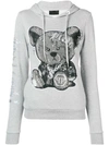 Philipp Plein Hoodie Sweatshirt Teddy Bear In Grey
