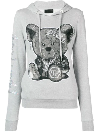 Philipp Plein Hoodie Sweatshirt Teddy Bear In Grey