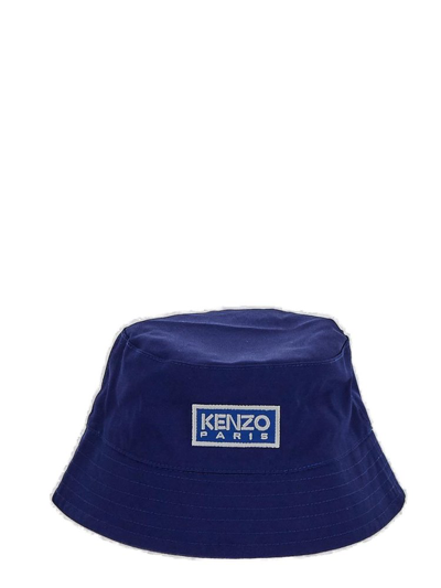 Kenzo Kids' Logo-patch Cotton Bucket Hat In Blue