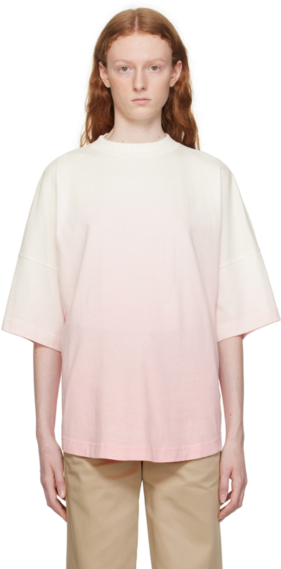 Palm Angels Gradient Overlogo Tee In Coral White