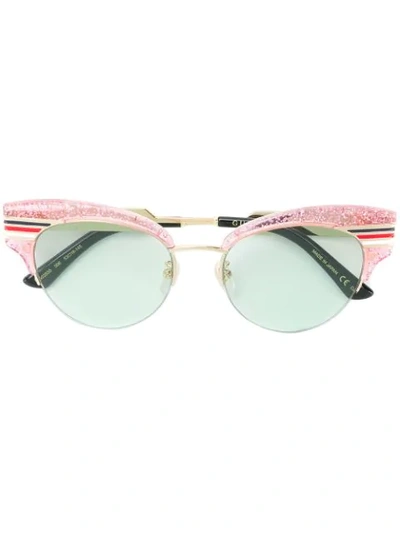 Gucci Cat Eye Glitter Acetate Sunglasses In Pink & Purple