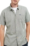 Barbour Nelson Solid Linen & Cotton Short Sleeve Button-up Shirt In Green