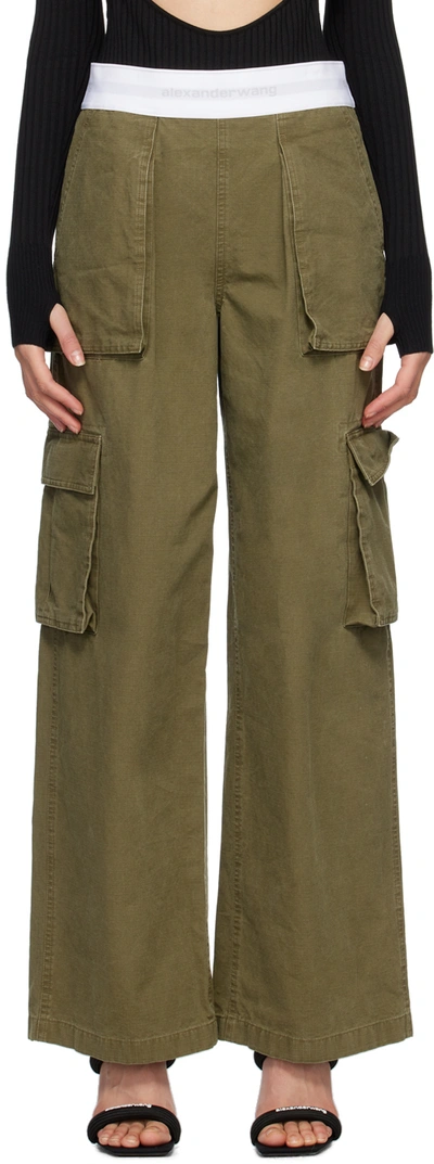 Alexander Wang Logo Cargo Pants In Brown