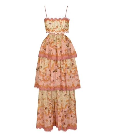 Zimmermann Floral Print Long-length Dress In Beige | ModeSens