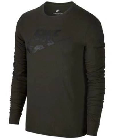 Nike Men's Sportswear Printed-logo T-shirt In Sequoia