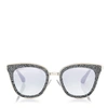 Jimmy Choo Lizzy Grey And Silver Cat-eye Sunglasses With Crystal Detailing In Grey Mirror Silver