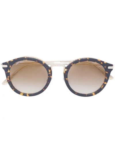 Jimmy Choo Bobby Dark Havana Round Frame Sunglasses With Gold Mirror Lenses In Brown