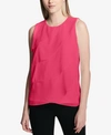 Calvin Klein Ruffled-front Top In Pink