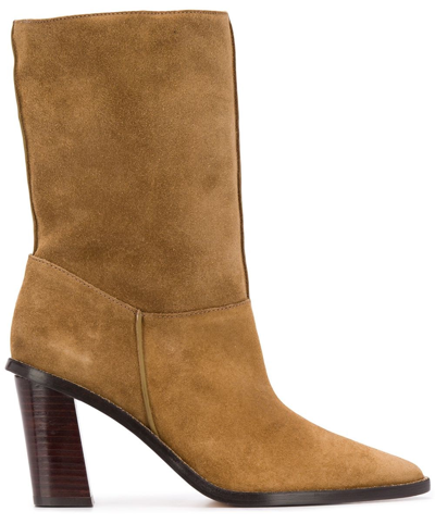 Kenzo K Line Shearling Ankle Boots In Brown