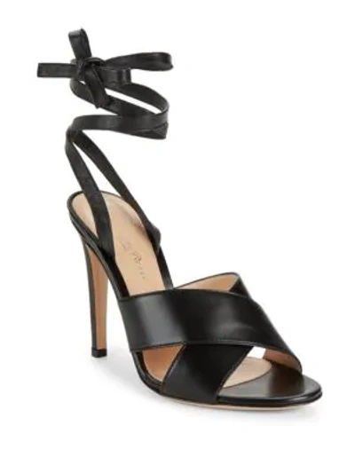 Gianvito Rossi Leather Ankle Strap Sandals In Black