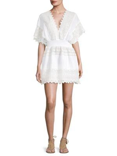 Kas New York V-neck Embroidered Lace Dress In White